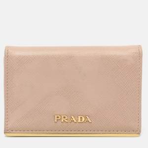 Prada Beige Leather Logo Coin Purse