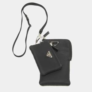 Prada Black Re-Nylon Lanyard Pouches