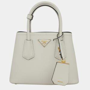 Prada White Double Saffiano Leather Mini Bag