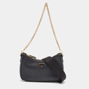 Prada Black Saffiano Lux Leather Mini Re-edition Bag