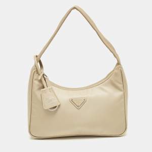 Pre Owned Prada Beige Re-Nylon Re-Edition 2000 Baguette Bag