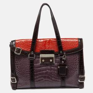 Prada Multicolor Crocodile Leather Lucido Lock Bag