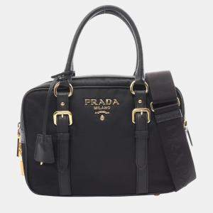 Prada nylon saffiano leather black TESSUTO+SAFFIAN handbag