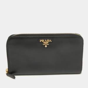 Prada Prada Saffiano Leather Zip Around Wallet
