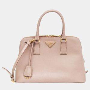 Prada Pink Beige Saffiano Leather Handbag