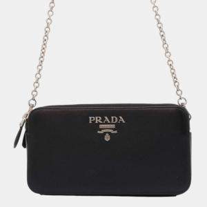 Prada Chain Shoulder Black Saffiano Leather