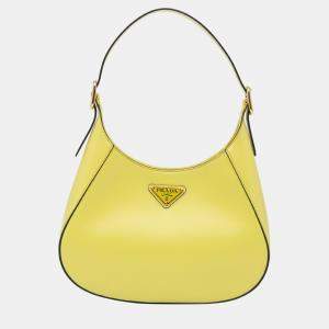 Prada Yellow Spazzolato Cleo Hobo Bag