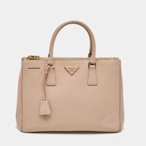 Prada Dusty Pink Saffiano Lux Leather Medium Double Zip Tote