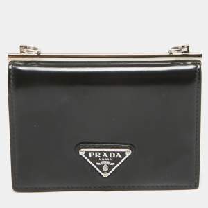 Prada Black Brushed Leather Card Holder