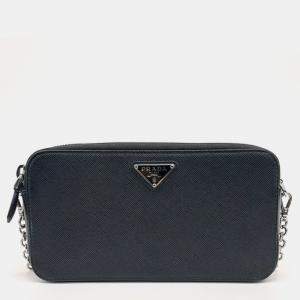 Prada Black Leather Nappa Diagram Mini Chain Bag