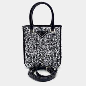 Pre Owned Prada Black Satin Crystal tote bag