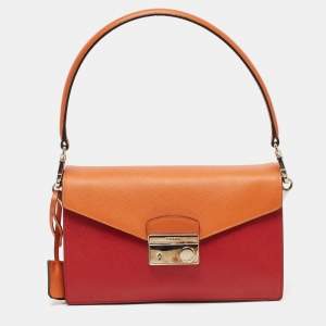 Prada Orange/Red Saffiano Leather Sound Flap Bag