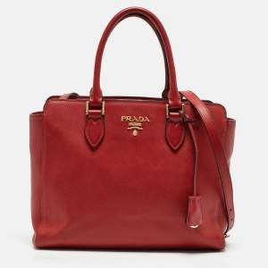 Prada Red Saffiano Lux Leather Tote