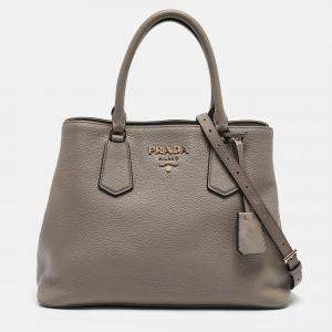 Prada Taupe Grey Leather Daino Tote