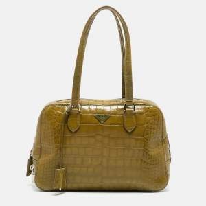 Prada Olive Green Alligator Satchel