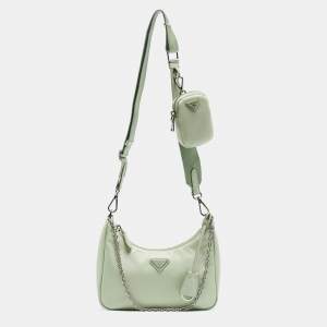 Pre Owned Prada Light Green Nylon Re-Edition 2005 Shoulder Bag