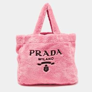 Prada Pink Terry Cloth Logo Tote