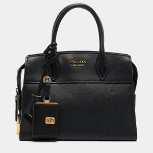 Pre Owned Prada Black Saffiano Lux and City Leather Esplanade Tote