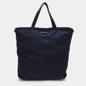 Prada Navy Blue Nylon Top Zip Tote