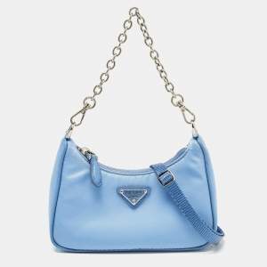 Prada Blue Tessuto Nylon Mini Re-Edition Shoulder Bag