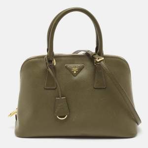 Prada Military Green Saffiano Lux Leather Medium Promenade Satchel