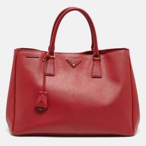 Prada Red Saffiano Lux Leather Large Gardener's Tote