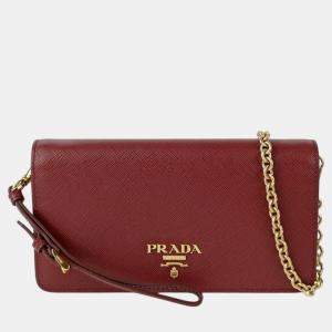 Prada Saffiano Leather Wallet with Chain 