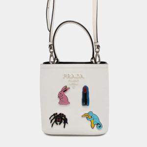 Prada White Leather Panier Small Handbag