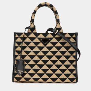 Prada Brown Small Canvas Symbole Triangolo Satchel