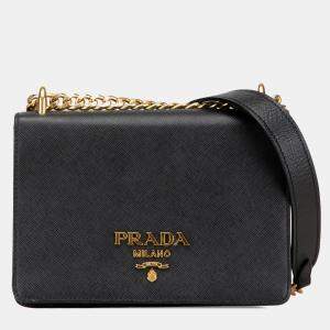 Prada Black Saffiano Lux Chain Crossbody