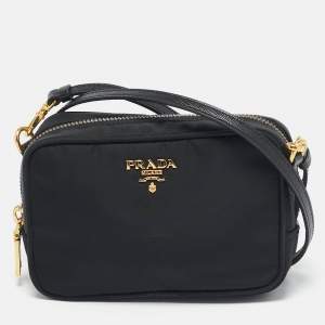 Prada Black Nylon and Saffiano Leather Crossbody Bag
