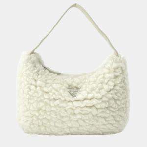 Prada White Wool Shoulder Bag 