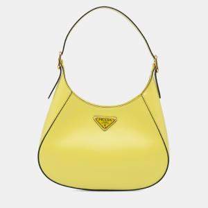 Prada Yellow Spazzolato Cleo Hobo Bag