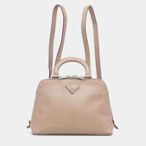Prada Brown Saffiano Lux Promenade Backpack