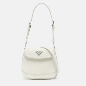 Prada Off White Lizard Mini Cleo Bag