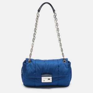 Prada Blue Nylon Bomber Chain Shoulder Bag