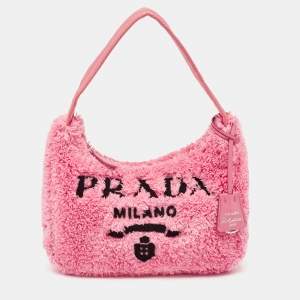 Prada Pink Terry Cloth Mini Re-Edition 2000 Baguette Bag