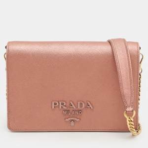 Prada Metallic Leather Monochrome Crossbody Bag
