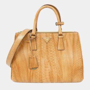 Prada Gold/Brown Leather Top Handle Bag