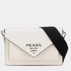 Prada White Mini Saffiano Envelope Crossbody