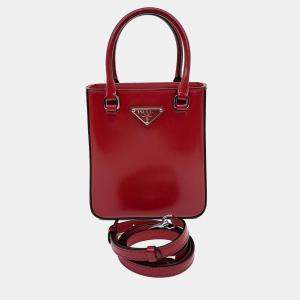 Prada Red Patent Leather small brushed tote bag