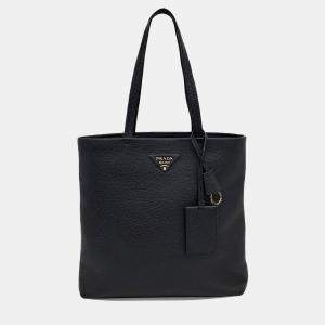 Prada Black Leather large tote bag