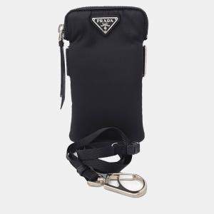 Prada Black Fabric Tesuto Phone Holder Crossbody Bag