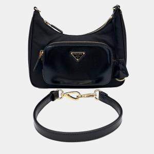 Prada Black Nylon Prada Black Re-Nylon Brushed Shoulder Bag