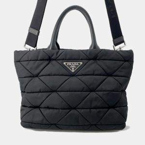 Prada Black Nylon Small Padded Re-Nylon Tote Bag 