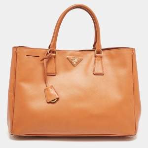 Prada Orange Saffiano Leather Large Gardener's Tote