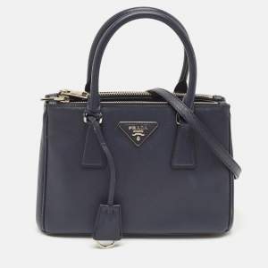 Prada Navy Blue Saffiano Leather Small Galleria Tote