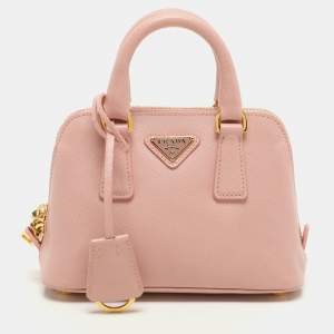 Prada Pink Saffiano Lux Leather Mini Promenade Satchel