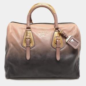 Prada Ombre Beige/Dark Blue Leather Satchel