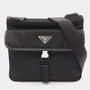 Prada Black Re-Nylon Tessuto Saffiano  Nylon Saffiano Leather Shoulder Bag